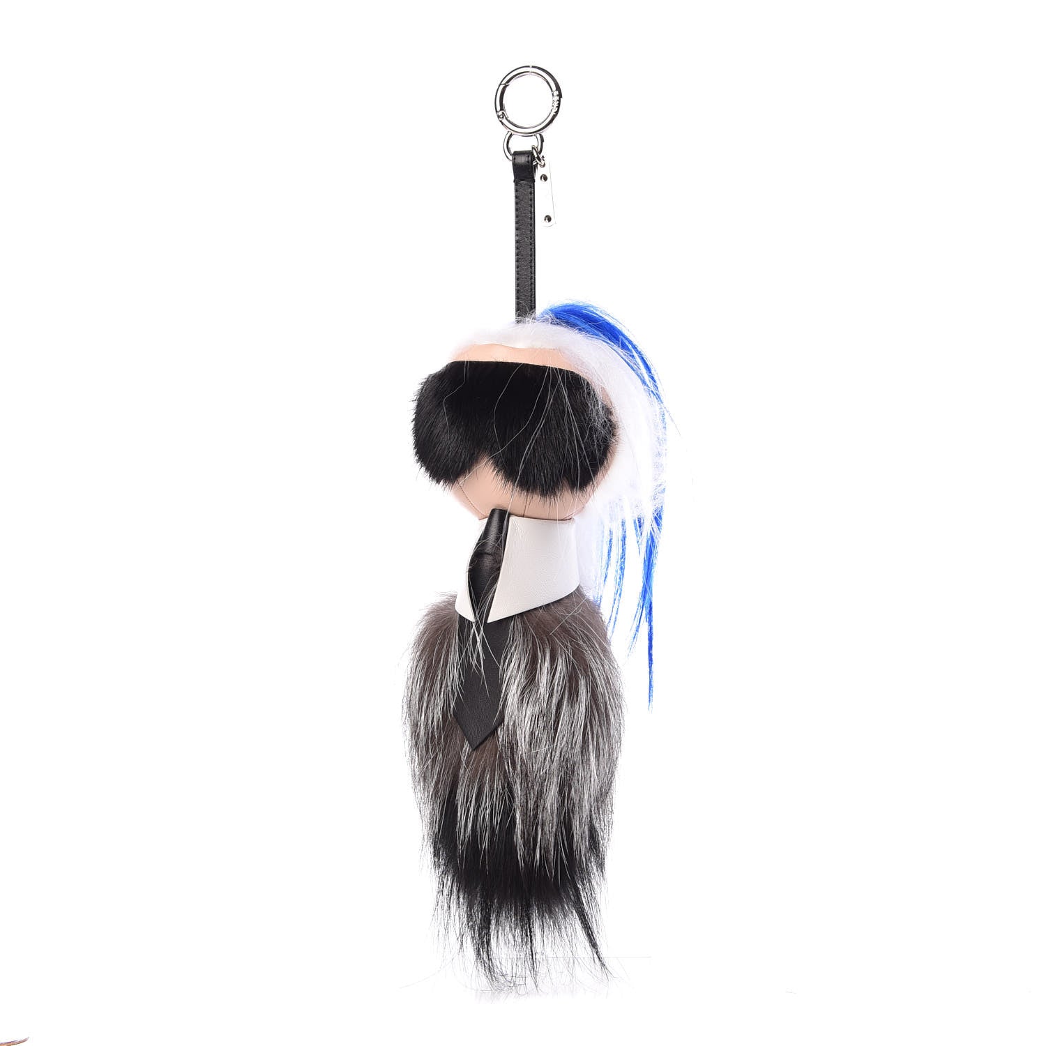 Fendi Mink Fox Goat Fur Karlito Bag Charm Blue 1 of 2