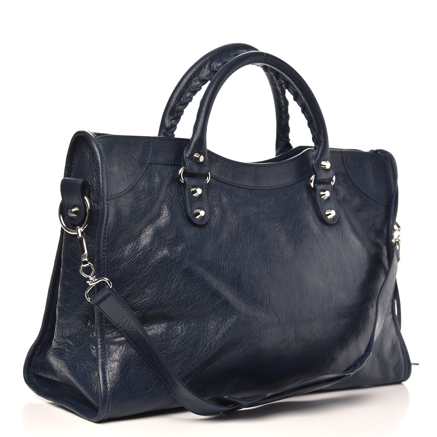 Balenciaga Agneau Classic Silver Hardware City Bleu Obscur 3 of 9