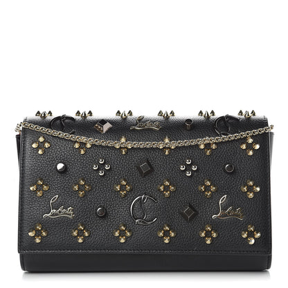 Christian Louboutin Grained Calfskin Spikes Loubinthesky Paloma Wallet On Chain Black Multimetal 1 of 10