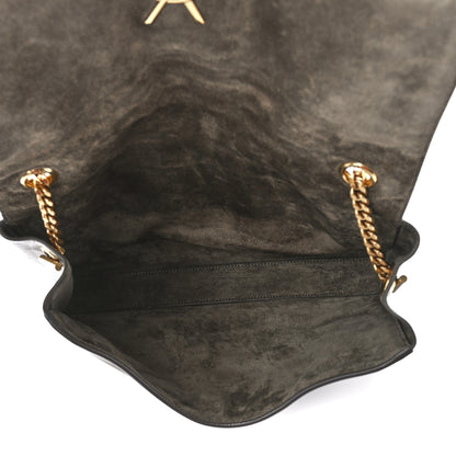 Saint Laurent Smooth Calfskin Suede Medium Reversible Monogram Kate Satchel Grey Khaki 7 of 17