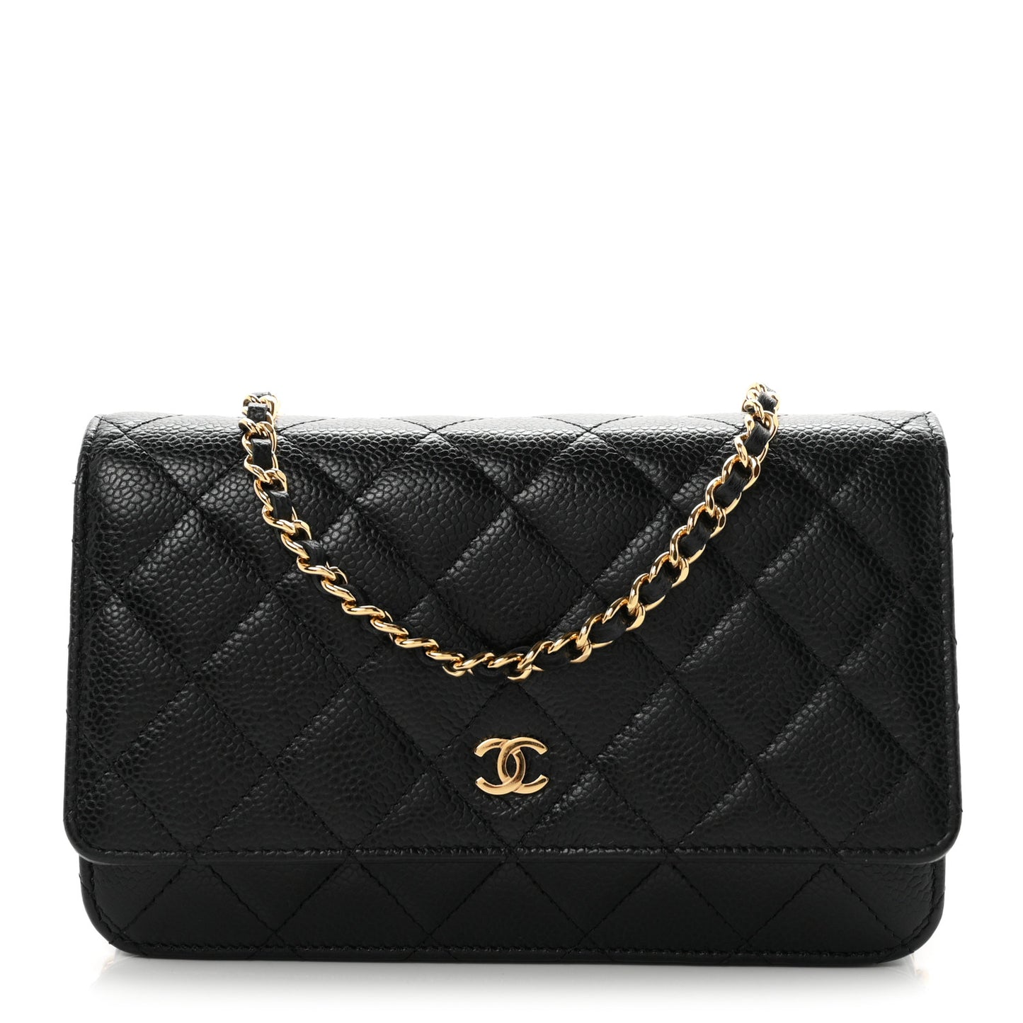 Caviar Quilted Wallet on Chain WOC Black