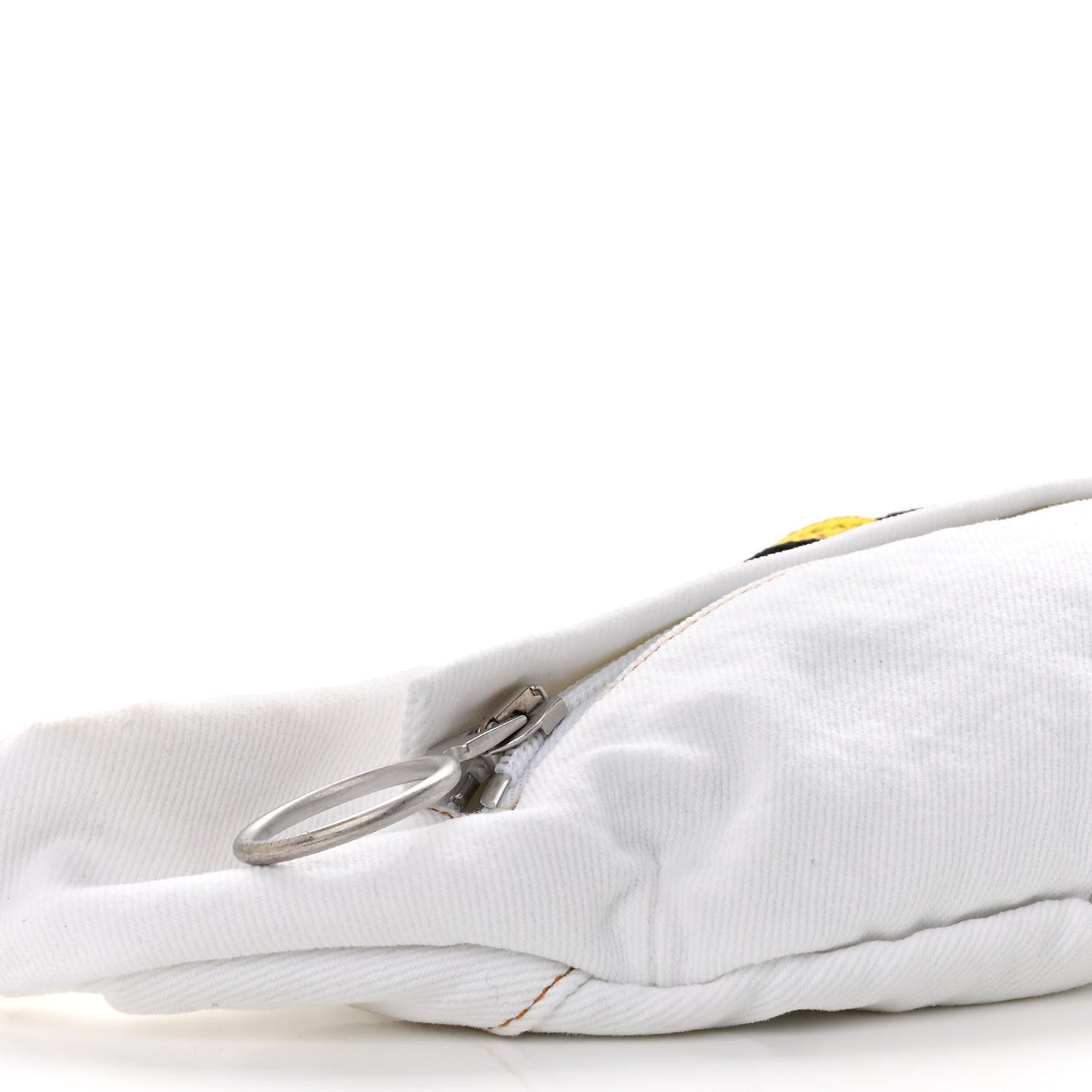 Denim Logo Print Belt Bag White