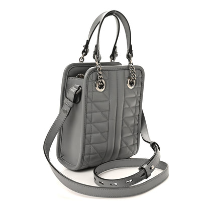 Gucci Calfskin Matelasse Chevron Mini GG Marmont Tote Grey 3 of 9