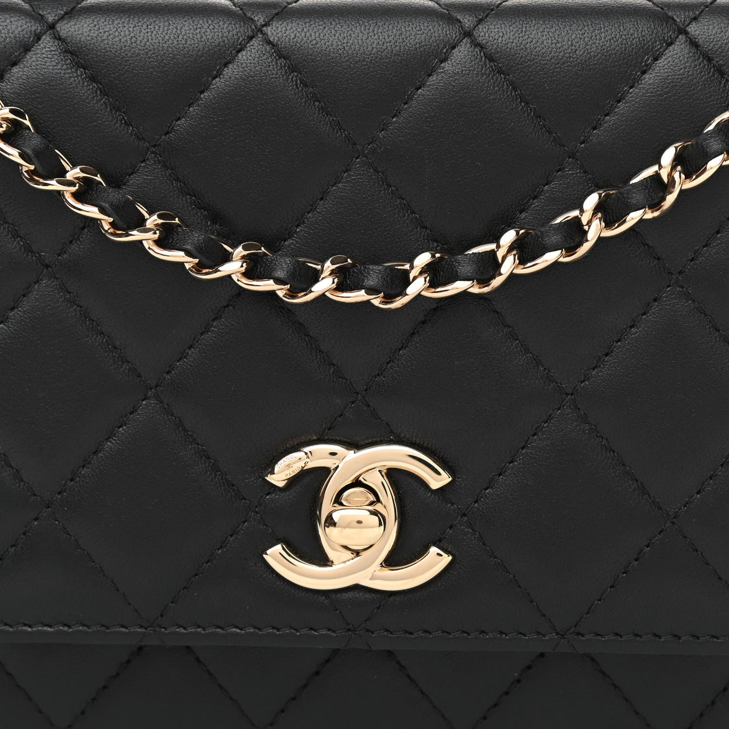 Chanel Lambskin Quilted Trendy CC Wallet On Chain WOC Black 9 of 12
