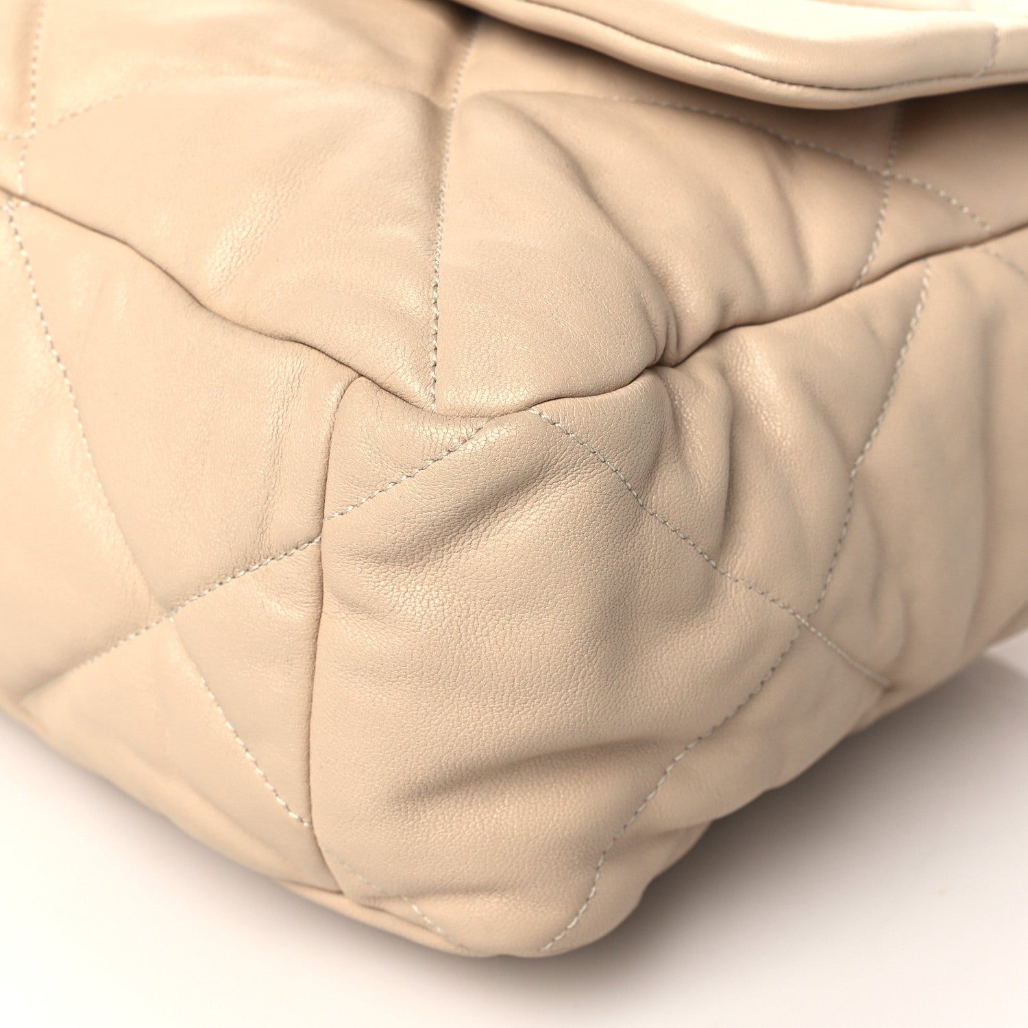 Chanel Lambskin Quilted Maxi Chanel 19 Flap Light Beige 10 of 12