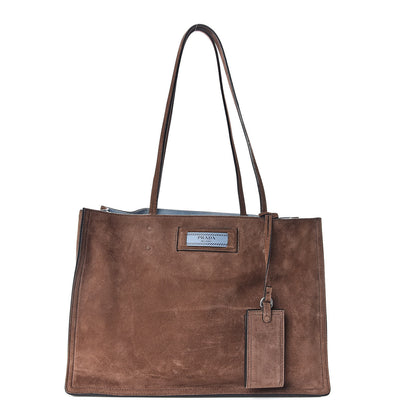 Prada Suede Etiquette Tote Bruciato Astrale 1 of 12