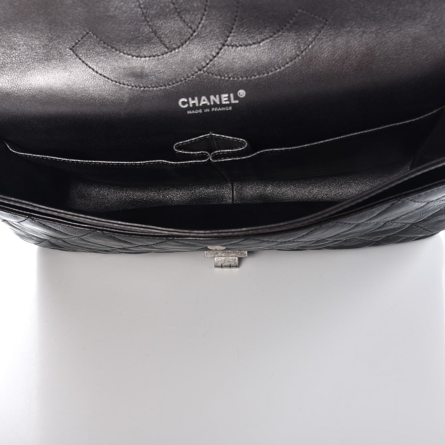 Metallic Aged Calfskin Quilted 2.55 Reissue 228 Flap Black