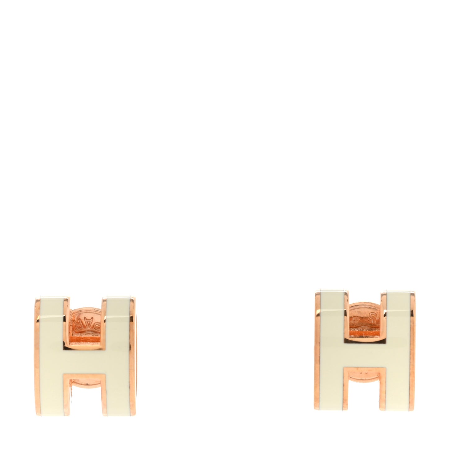 Rose Gold Lacquered Mini Pop H Earrings White
