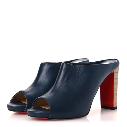 Christian Louboutin Nappa Corinthe 100 Peep Toe Mule 40.5 40.5 Version Denim 4 of 10
