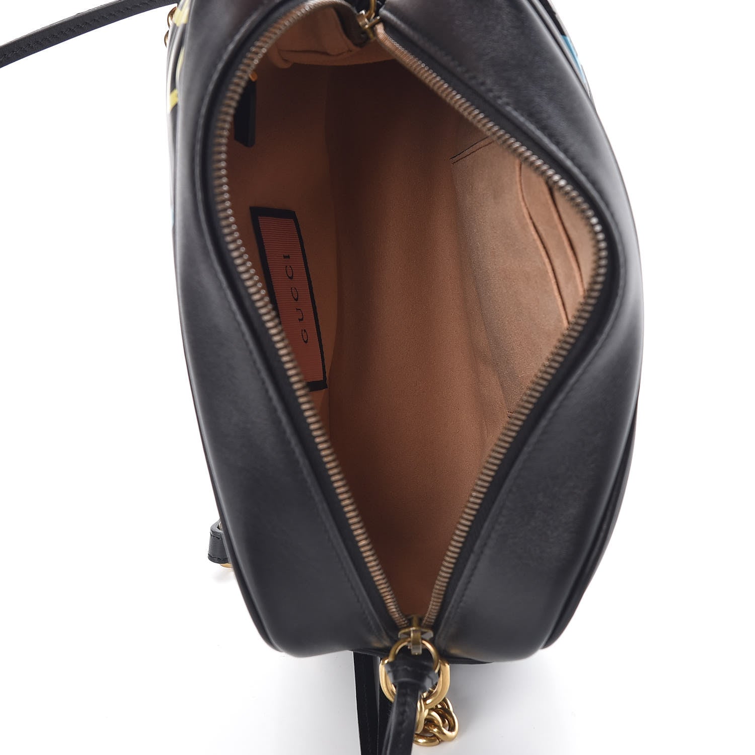Gucci Calfskin Matelasse GucciGhost Medium GG Marmont Chain Shoulder Bag Black New Acquamarine 6 of 11
