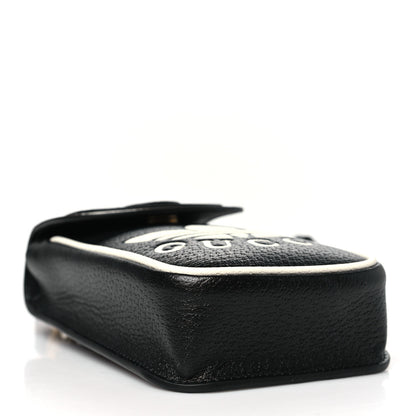 Gucci X ADIDAS Textured Dollar Calfskin Trefoil Embossed Phone Crossbody Bag Black Off White 4 of 10