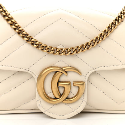 Gucci Calfskin Matelasse Super Mini GG Marmont Shoulder Bag White 8 of 10