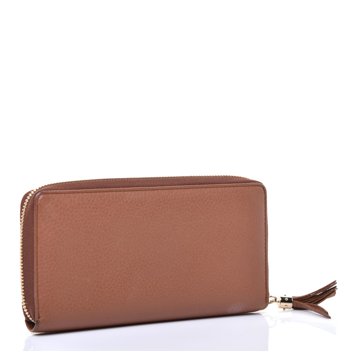 Pebbled Calfskin Soho Zip Around Wallet Brown