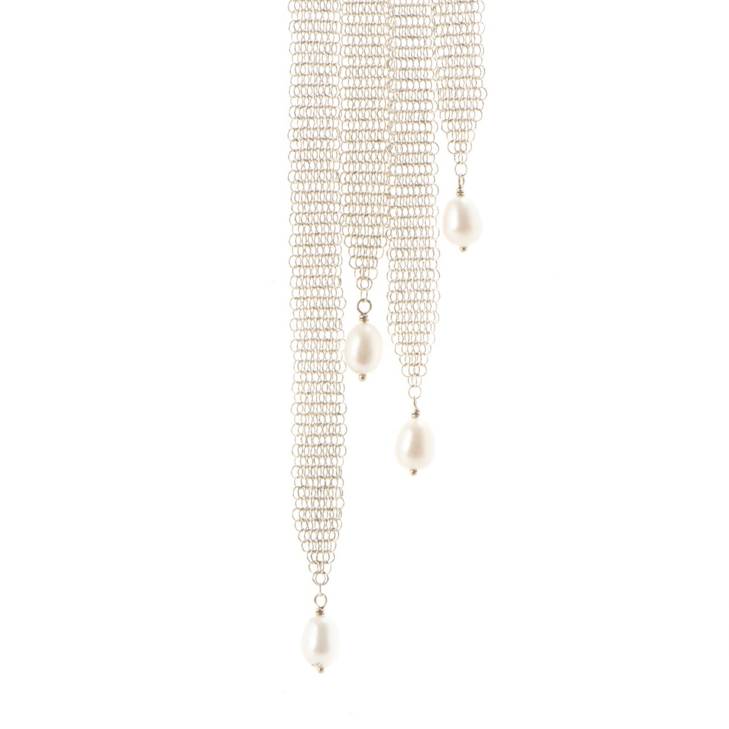 Sterling Silver Pearl Elsa Peretti Mesh Tie Necklace