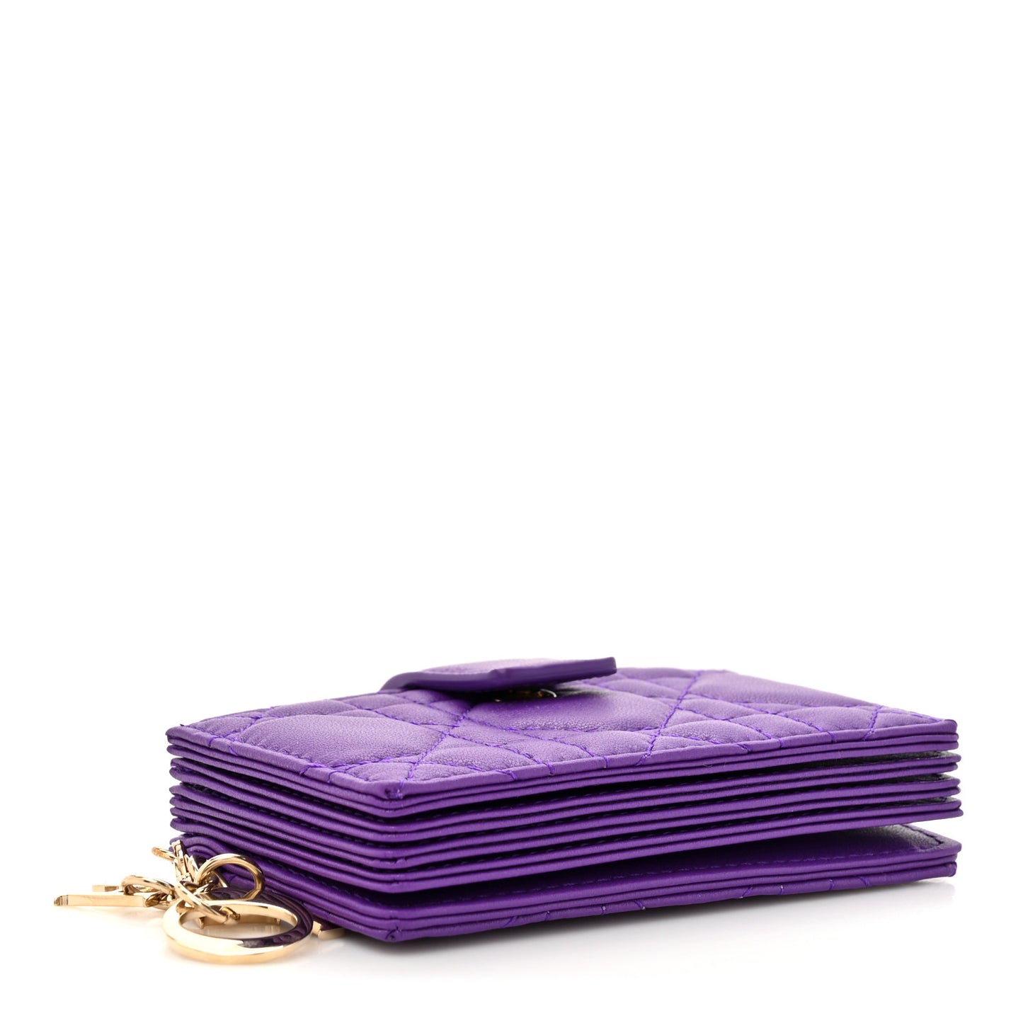 Lambskin Cannage Lady Dior 5-Gusset Card Holder Purple Jamu Purple Jamu