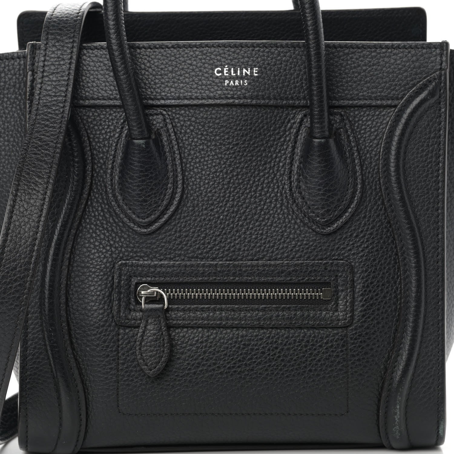 Celine Drummed Calfskin Nano Luggage Black 7 of 22
