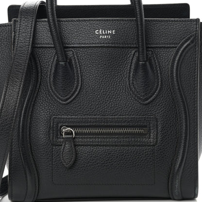 Celine Drummed Calfskin Nano Luggage Black 7 of 22