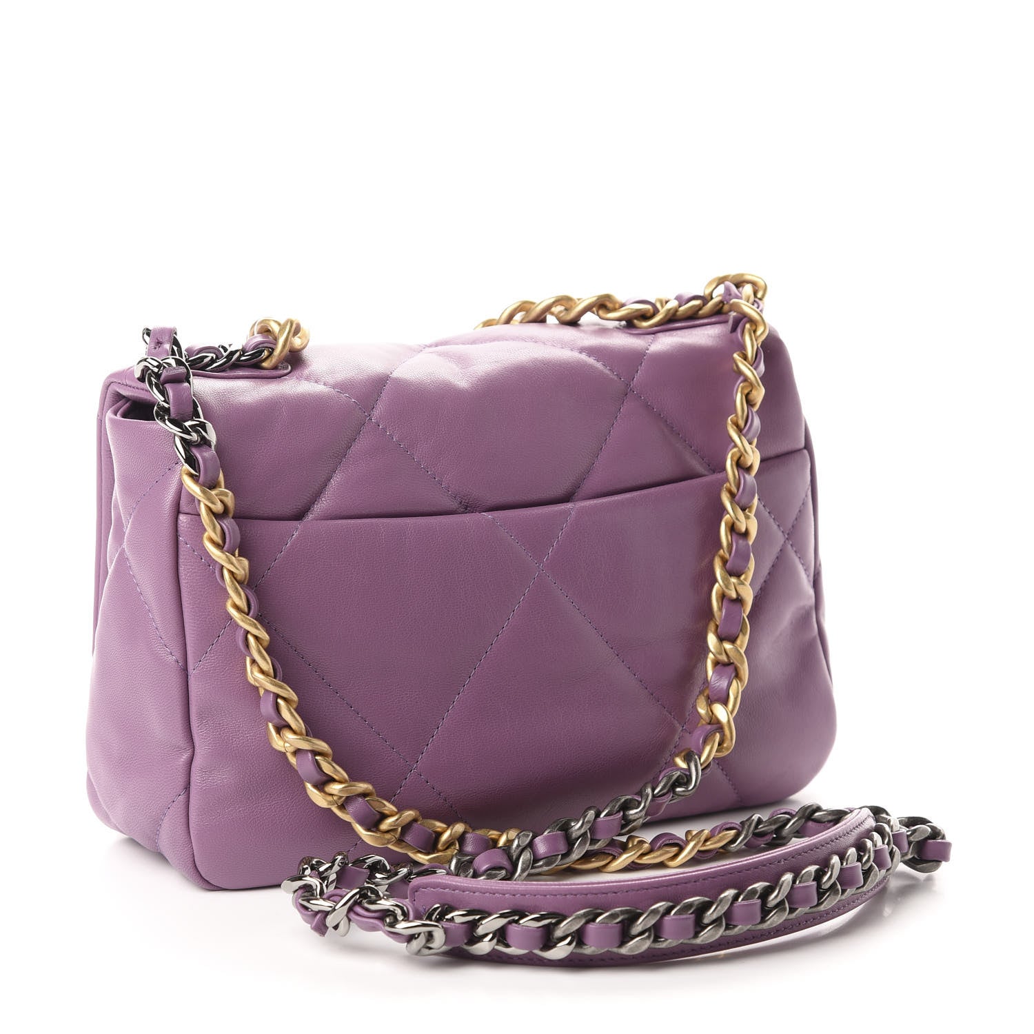 Chanel Goatskin Quilted Medium Chanel 19 Flap Violet Purple 3 of 10