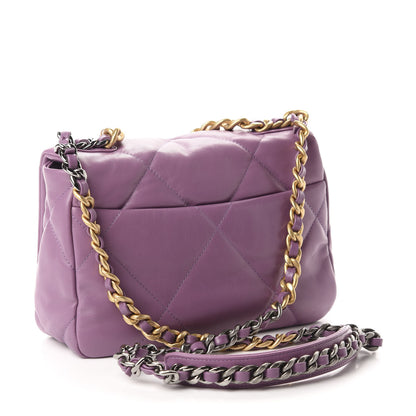 Chanel Goatskin Quilted Medium Chanel 19 Flap Violet Purple 3 of 10