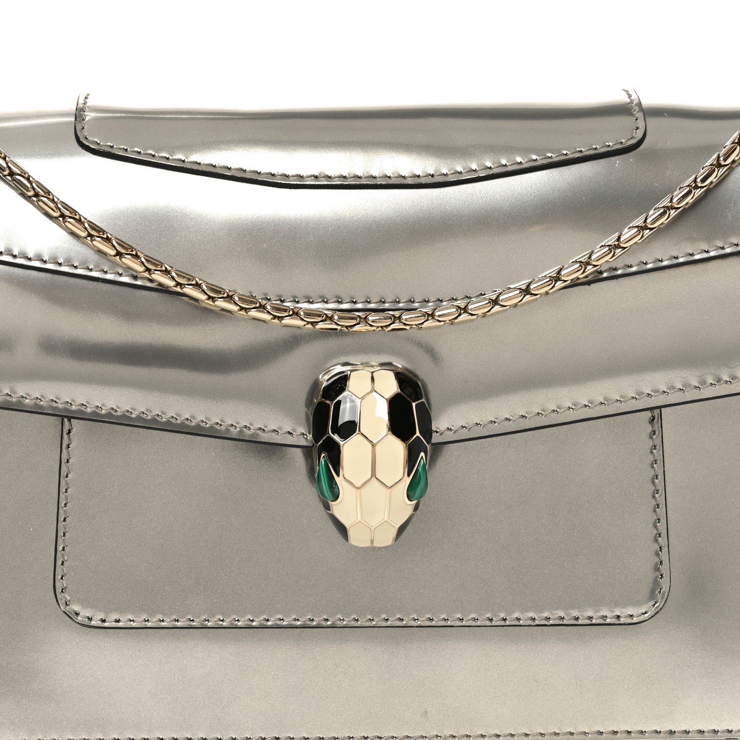 Bulgari Metallic Calfskin Serpenti Forever Shoulder Bag Silver 7 of 9