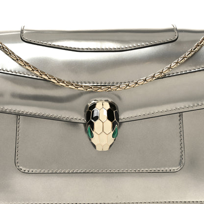 Bulgari Metallic Calfskin Serpenti Forever Shoulder Bag Silver 7 of 9