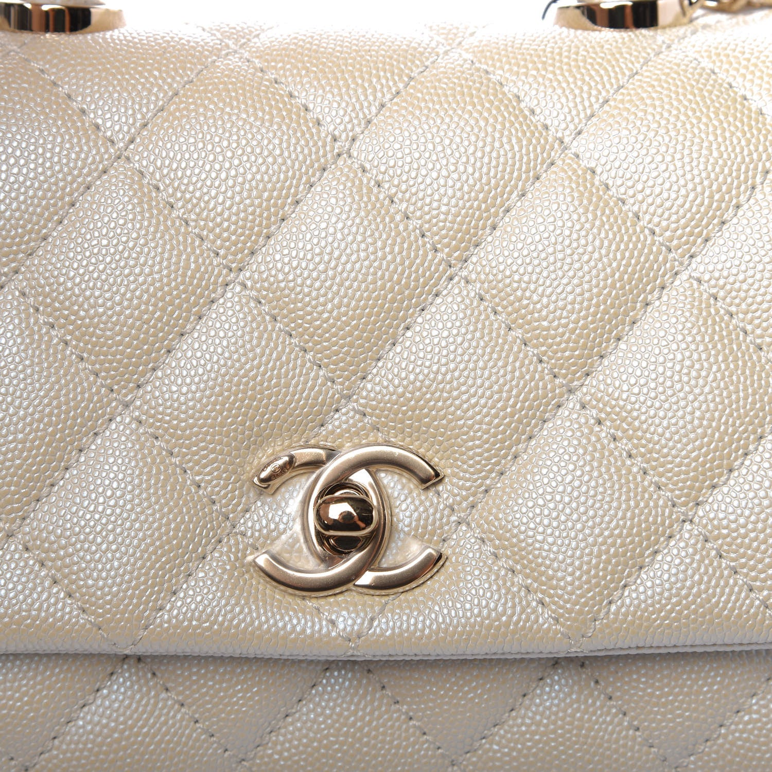 Chanel Iridescent Caviar Quilted Extra Mini Coco Handle Flap Ivory 10 of 11