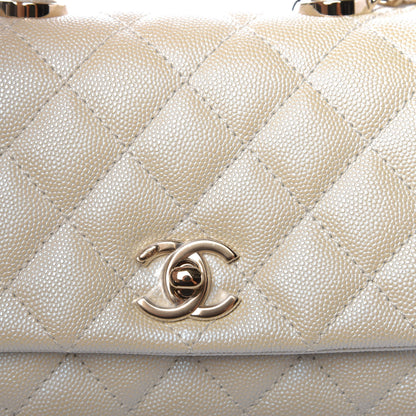 Chanel Iridescent Caviar Quilted Extra Mini Coco Handle Flap Ivory 10 of 11
