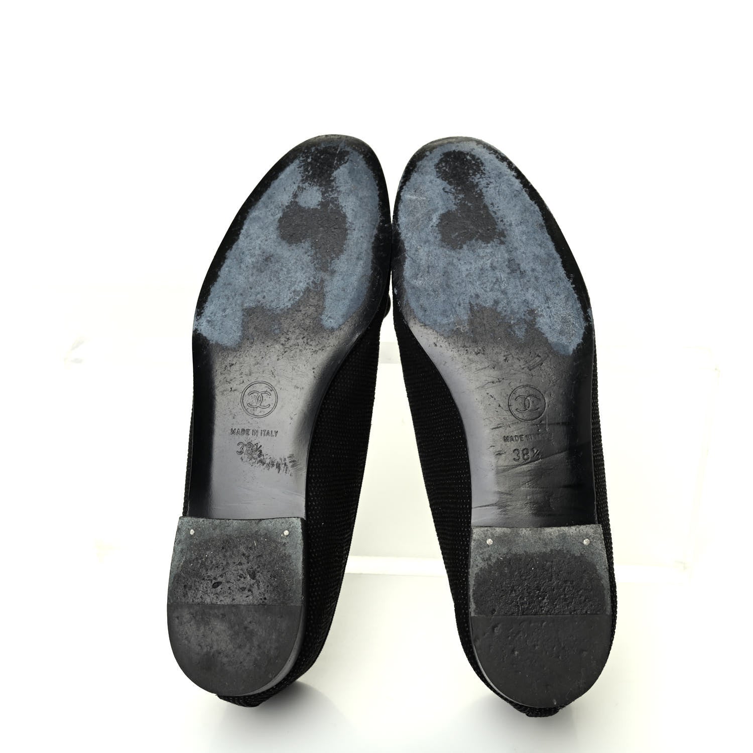 Chanel Snakeskin Embossed Calfskin Cap Toe Ballerina Flats 38.5 Black 4 of 4