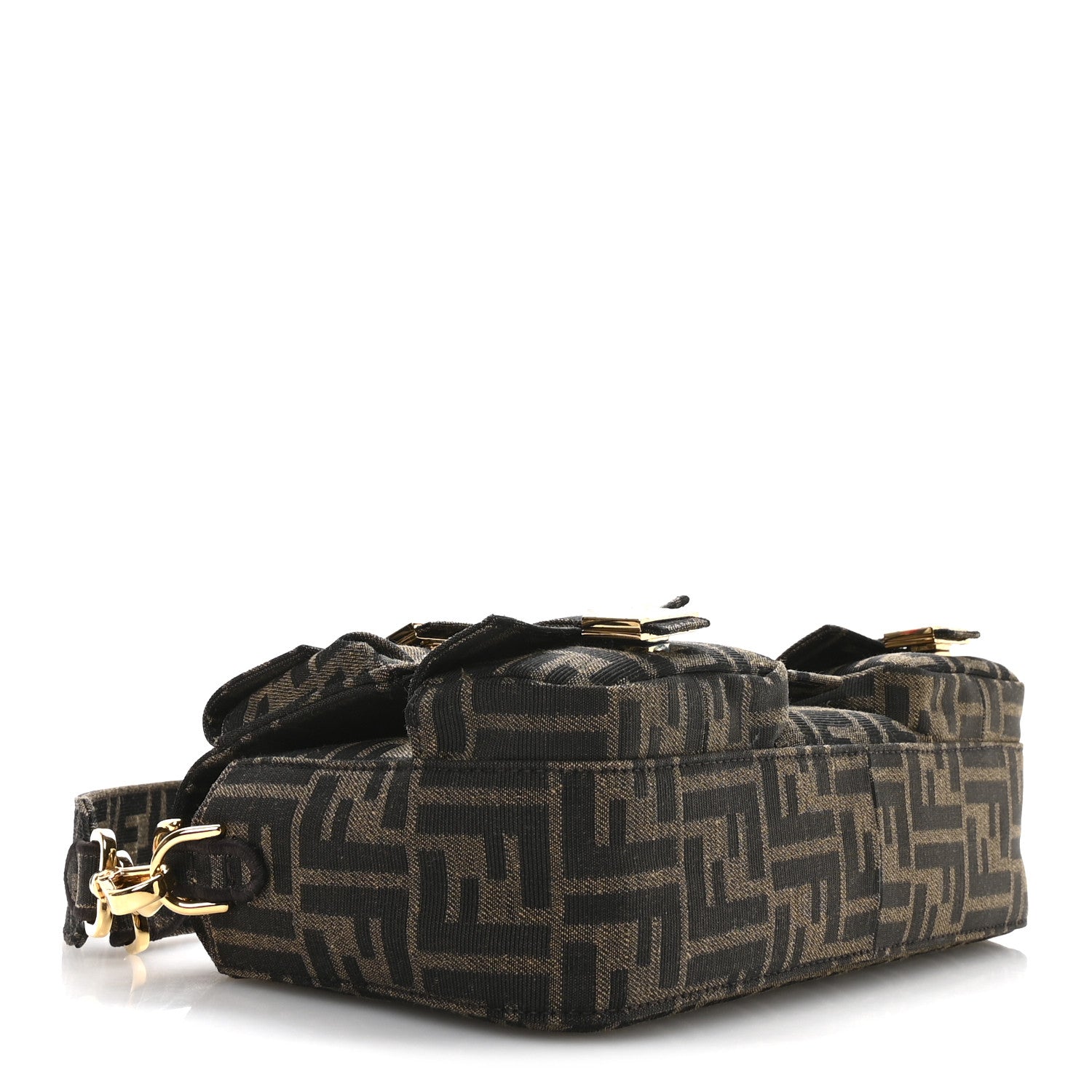 Fendi Fabric Jacquard FF 1974 Multipocket Baguette Tobacco Moro 4 of 10
