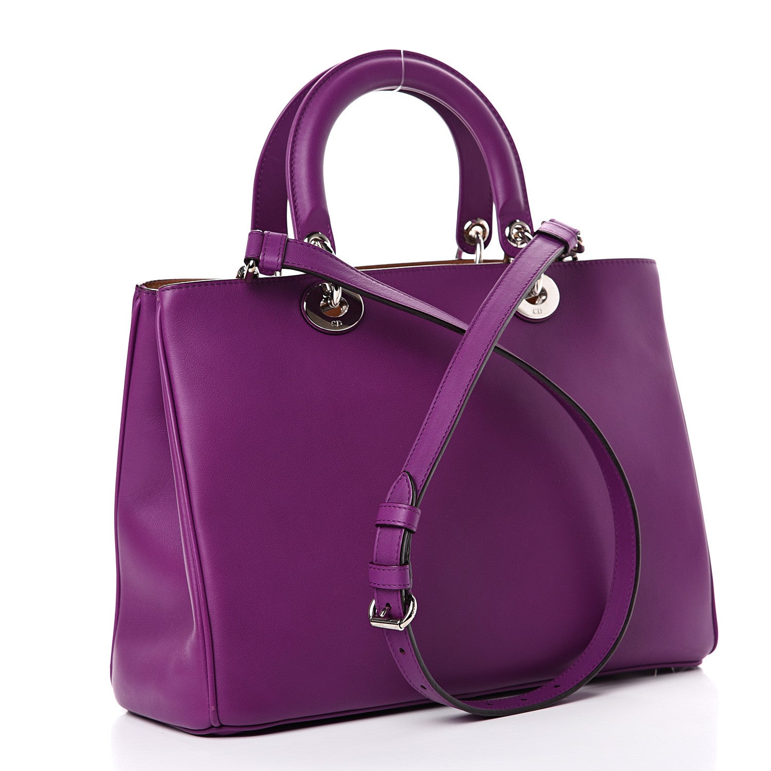 Christian Dior Smooth Calfskin Large Diorissimo Tote Purple 2 of 13
