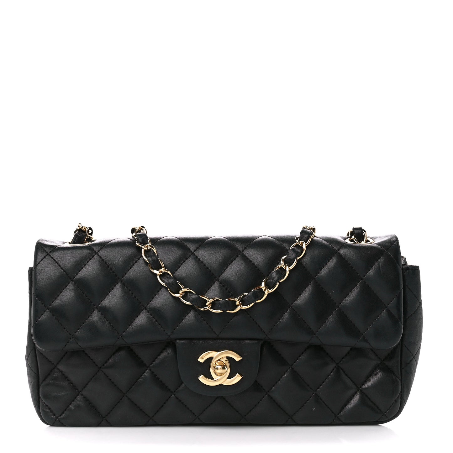 Lambskin Quilted East West Flap Black