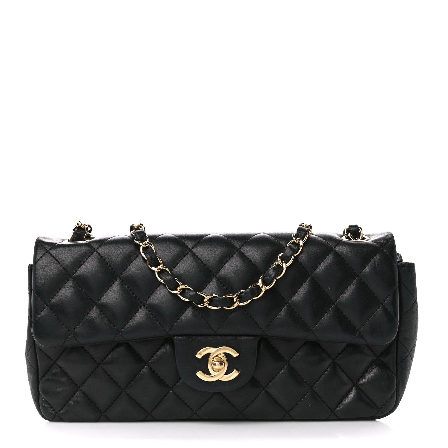 Chanel Lambskin Quilted East West Flap Black 1 of 11
