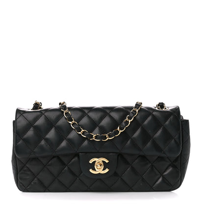Chanel Lambskin Quilted East West Flap Black 1 of 11
