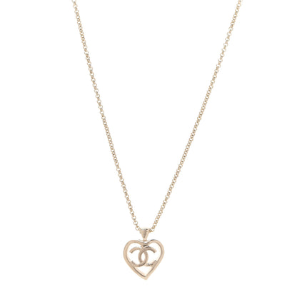 Chanel CC Heart Chain Pendant Necklace Gold 1 of 6