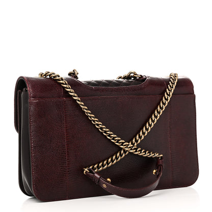 Chanel Lizard Lambskin Quilted Large Perfect Edge Flap Burgundy 3 of 10