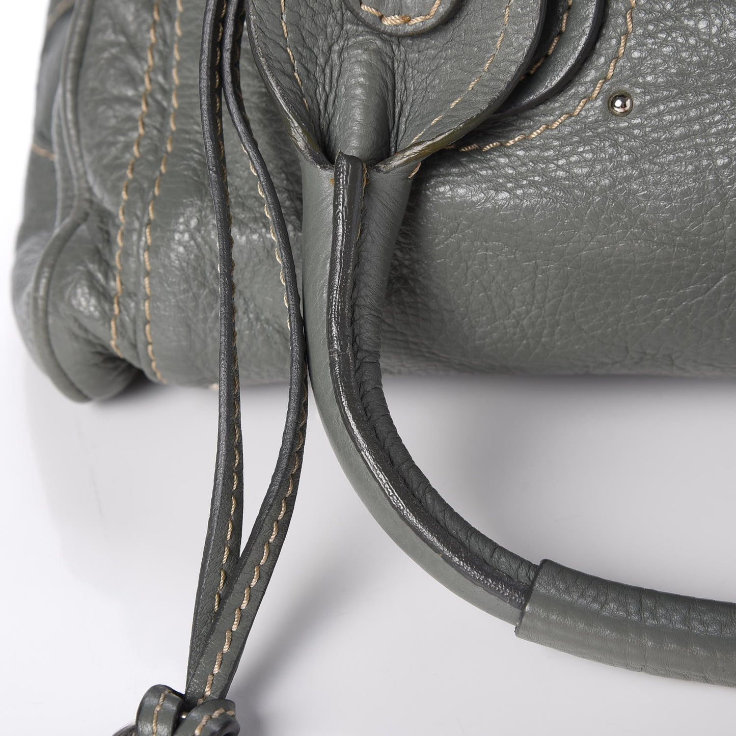 Calfskin Medium Paddington Satchel Gris Vert