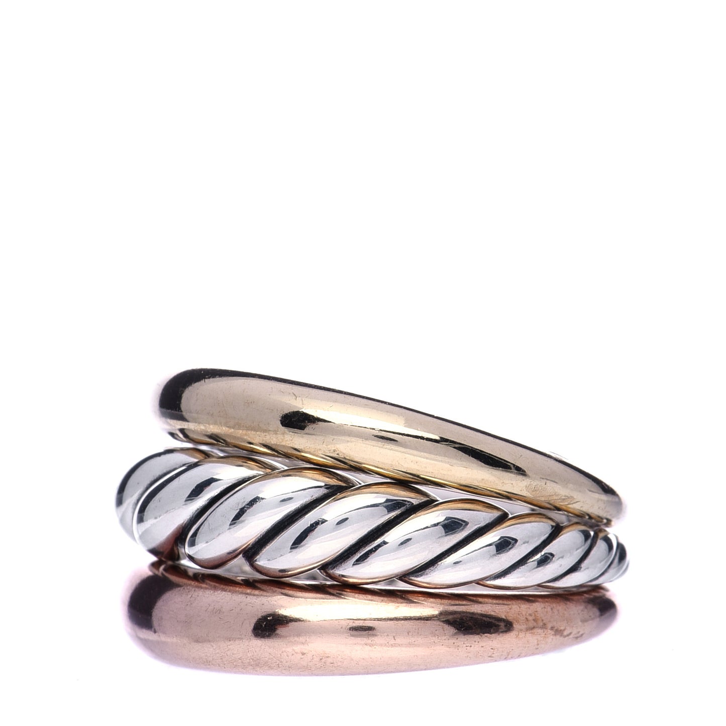 Sterling Silver Bronze Brass Pure Form Three-Row Ring 54 7