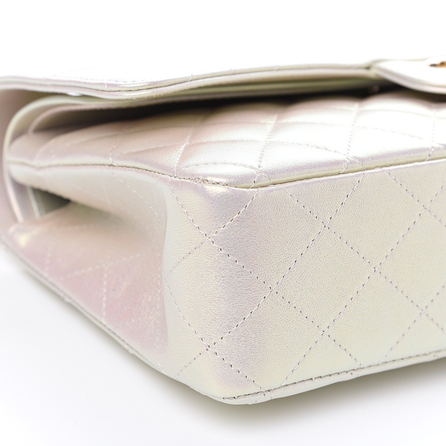 Chanel Iridescent Lambskin Quilted Medium Double Flap Ivory 7 of 10