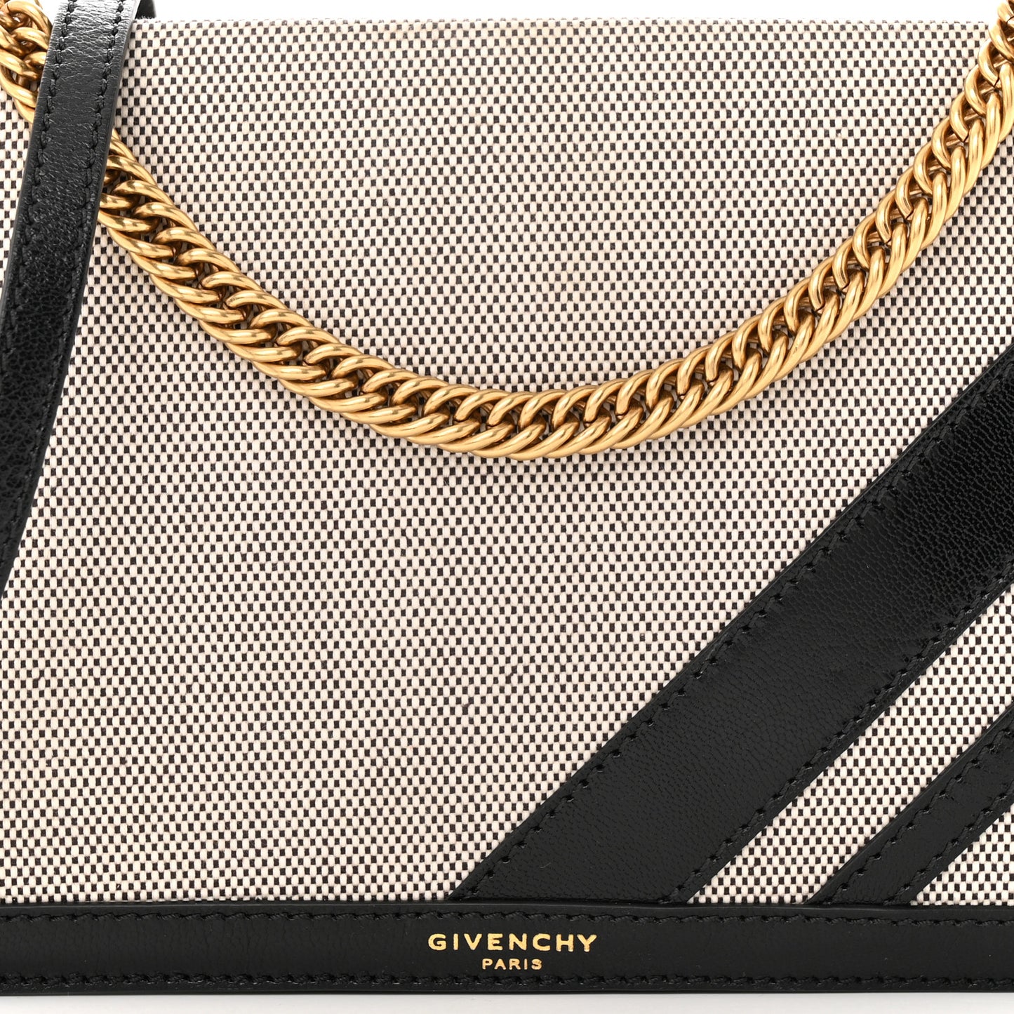 Suede Calfskin Canvas GV Cross Shoulder Bag Black