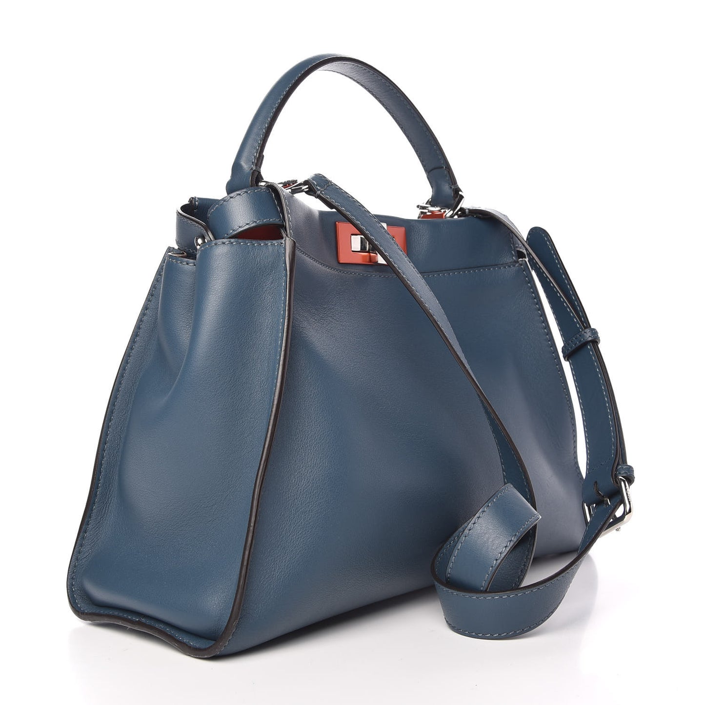 Vitello Seta Shiny Nappa Medium Peekaboo Iconic Satchel Blue Pink
