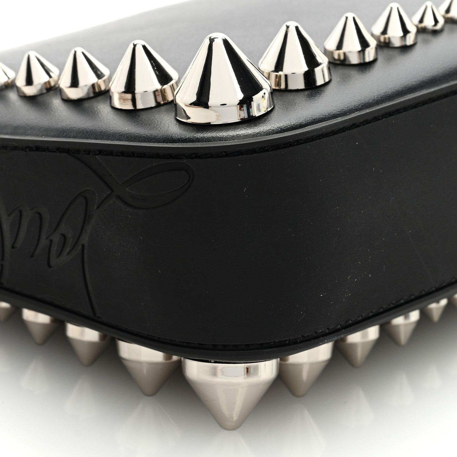 Christian Louboutin Calfskin Paris Spiked Loubila Chain Clutch Black 7 of 9