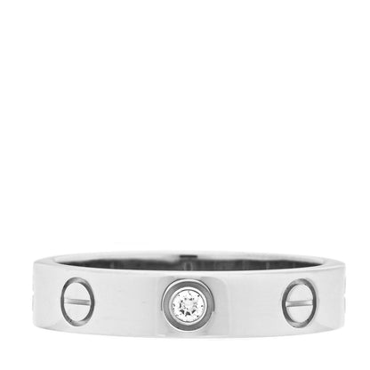 Cartier 18K White Gold Diamond 4mm LOVE Wedding Band Ring 50 5.25 1 of 5