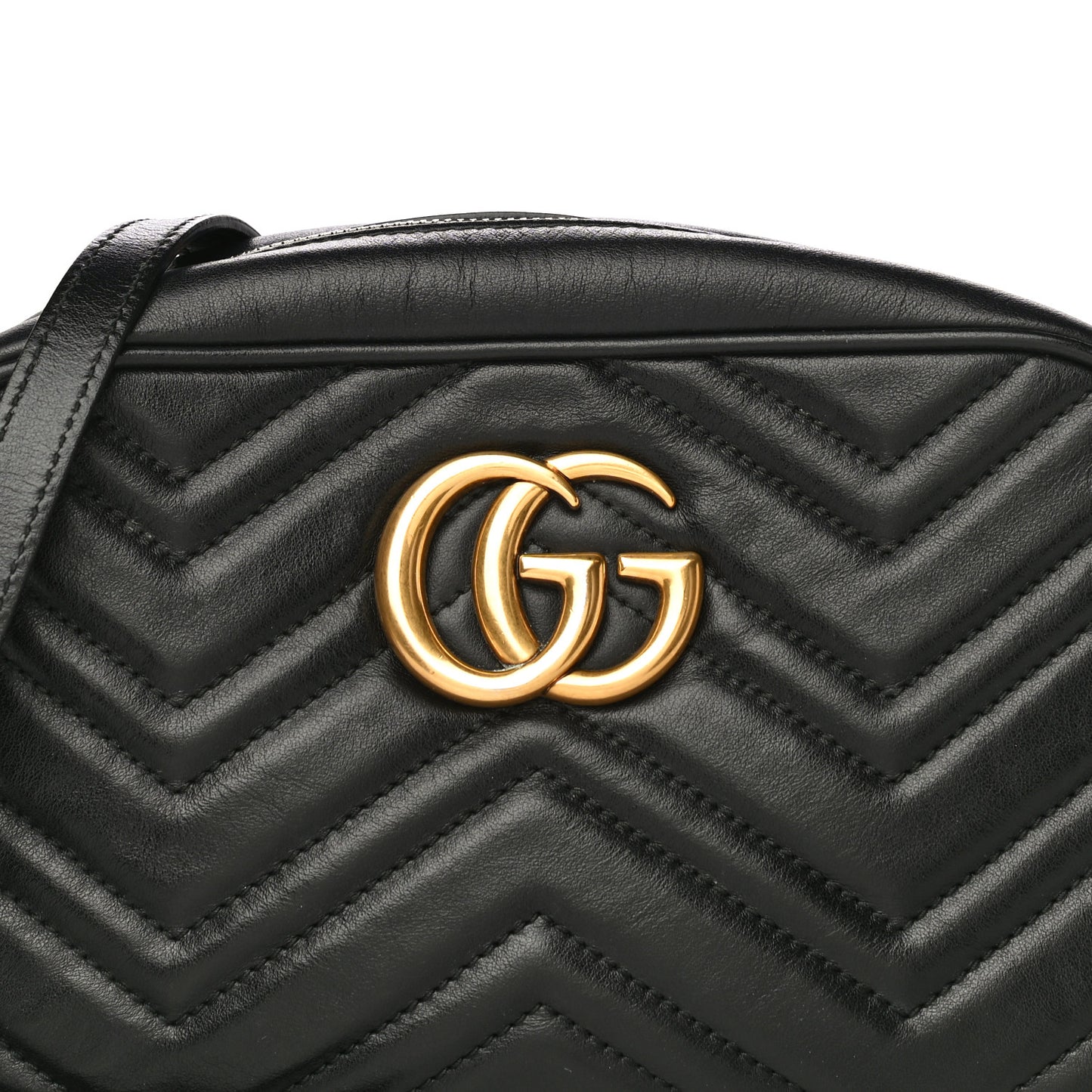 Calfskin Matelasse Small GG Marmont Chain Shoulder Bag Black