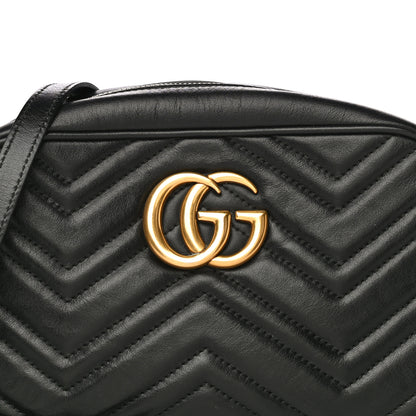 Gucci Calfskin Matelasse Small GG Marmont Chain Shoulder Bag Black 9 of 11