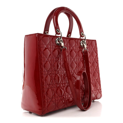 Christian Dior Patent Cannage Large Lady Dior Red 3 of 15