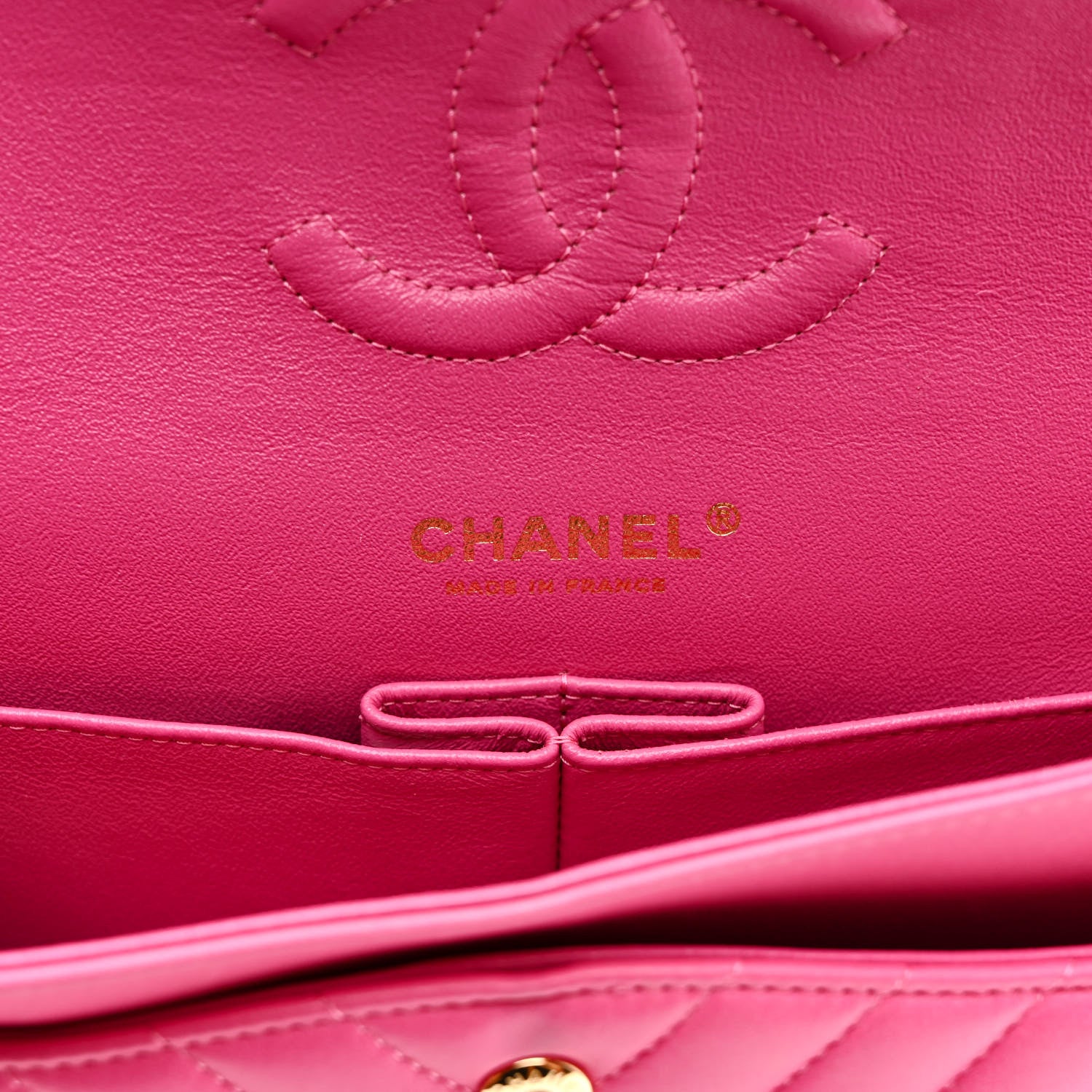 Chanel Lambskin Chevron Quilted Medium Double Flap Dark Pink 6 of 14