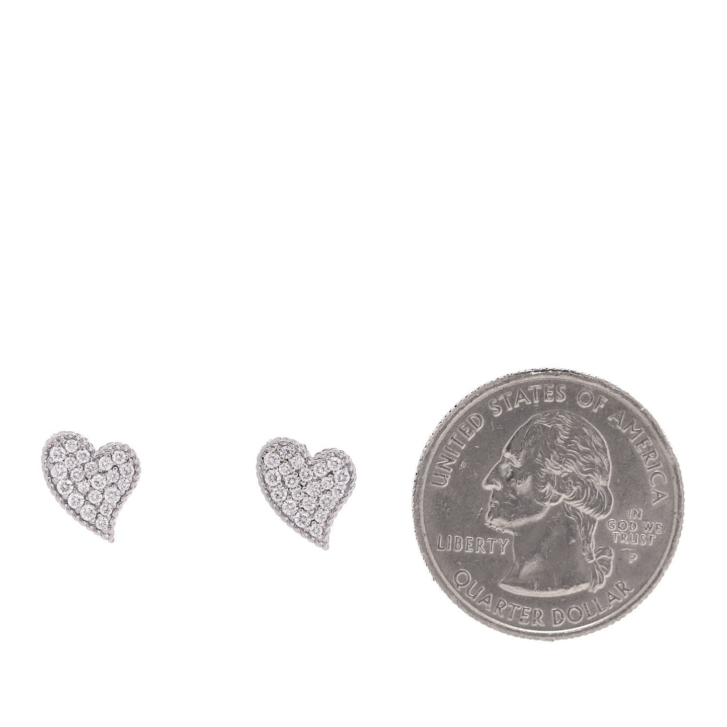 18K White Gold Diamond Tiny Treasures Heart Stud Earrings