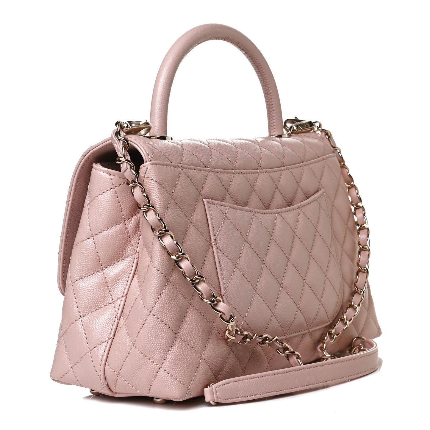 Caviar Quilted Small Coco Handle Flap Light Pink