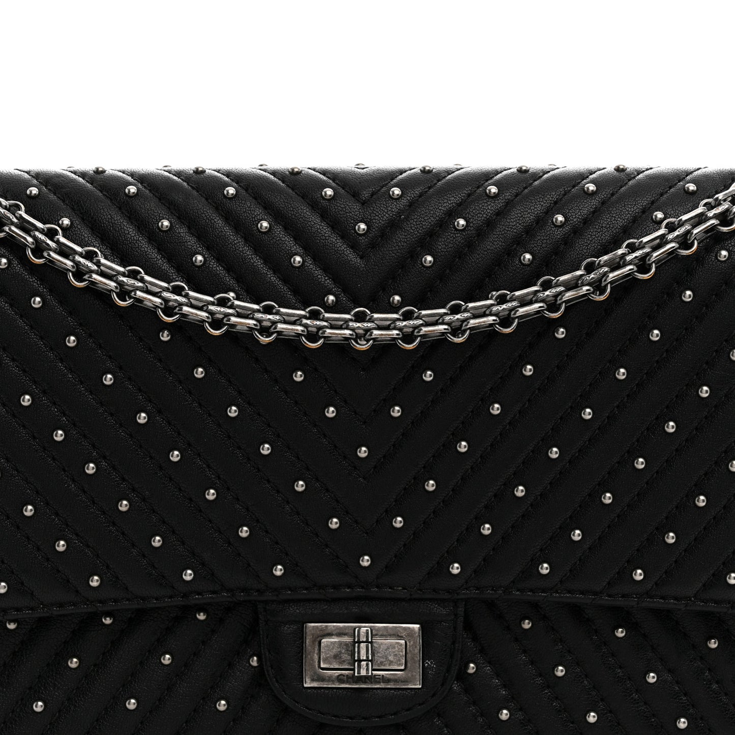 Sheepskin Chevron Quilted Studded 2.55 Reissue 226 Flap Black