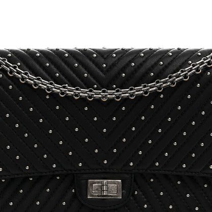 Chanel Sheepskin Chevron Quilted Studded 2.55 Reissue 226 Flap Black 7 of 11